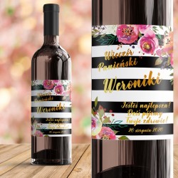 ETYKIETA na Wino personalizowana Flowers Strips