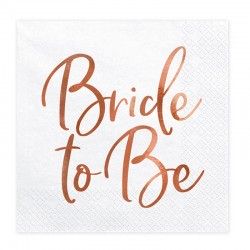 SERWETKI z błyszczącym napisem Bride to Be ROSEGOLD