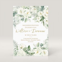 KARTKA z gratulacjami i życzeniami Dla Nowożeńców Białe Kwiaty
