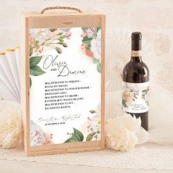 SKRZYNIA na 2 wina prezent dla Pary Młodej Dzikie Róże BIAŁE (+ etykiety)