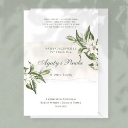 KARTKA ślubna z życzeniami dla Młodej Pary Delikatne Liście