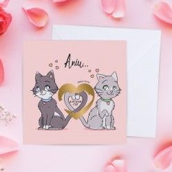 KARTKA na Walentynki zakochane kotki ze zdrapką