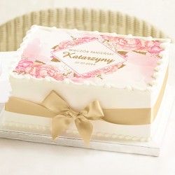 OPŁATEK na tort prostokątny dekoracja tortu na panieński 21X30cm