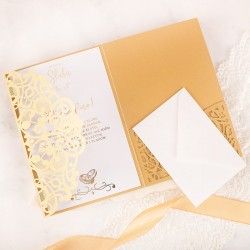 KARTKA ażurowa złocona z życzeniami prezent na ślub
