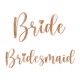 NAKLEJKI na kieliszki połyskujące różowe złoto Bride & Bridesmaid 6szt.