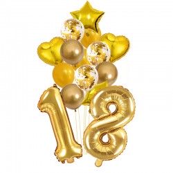 Złote balony na 18 urodziny. 
