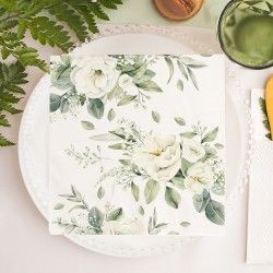 Serwetki stołowe na imprezę z motywem w białe kwiaty