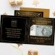 Czarna kartka z życzeniami i napisem na okładce Karta Podarunkowa w zestawie ze złotą kopertą