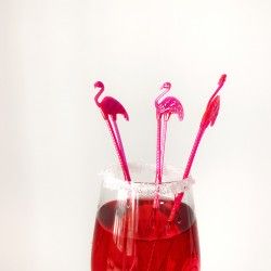 MIESZADEŁKA do koktajli/drinków Flamingi 18cm 12szt