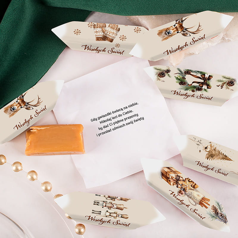 Krówki na Święta z życzeniami 1 kg styl Boho