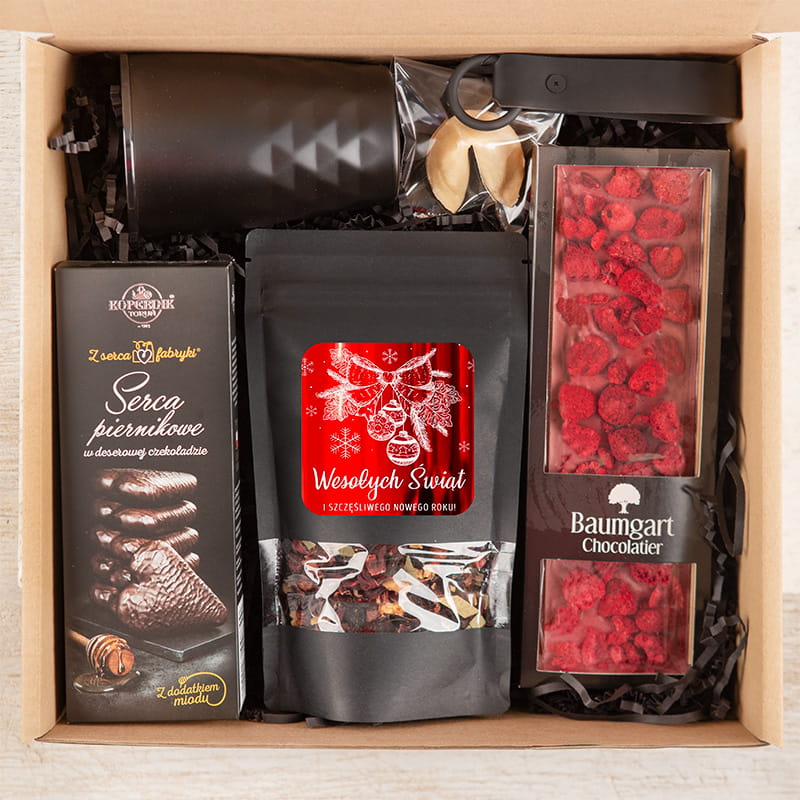 Box prezentowy na święta dla miłośników słodkości i herbaty