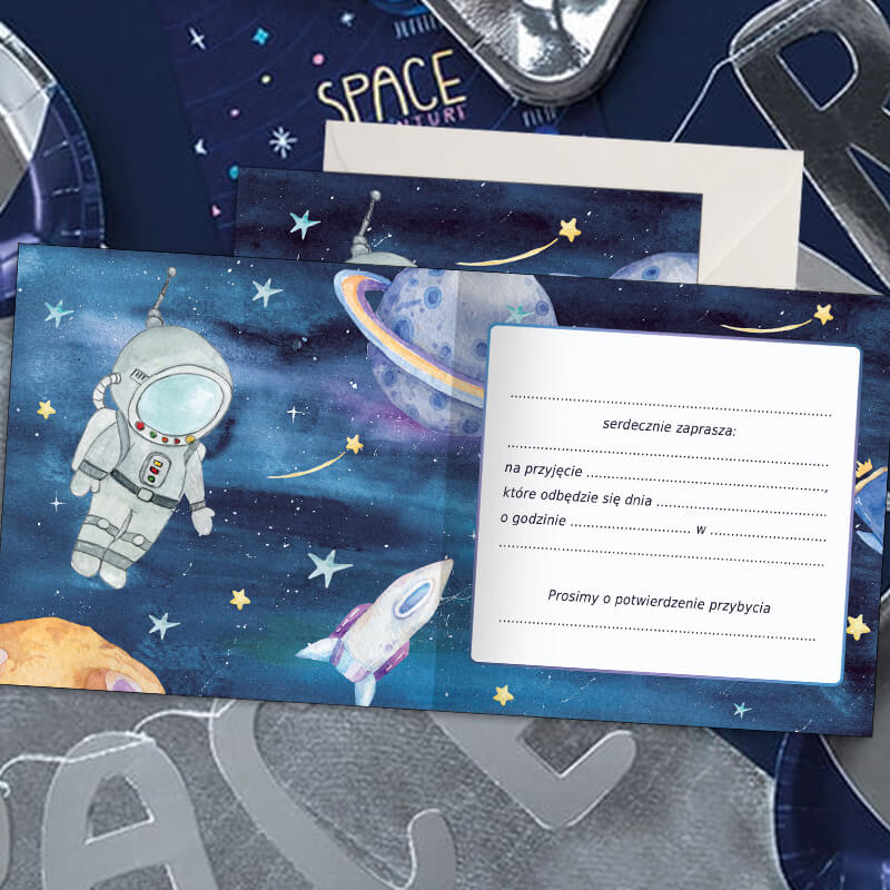 Urodzinowe zaproszenie dla dziecka z motywem kosmosu