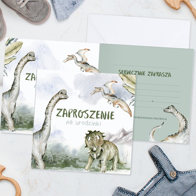 Zaproszenia na urodziny z motywem dinozaurów