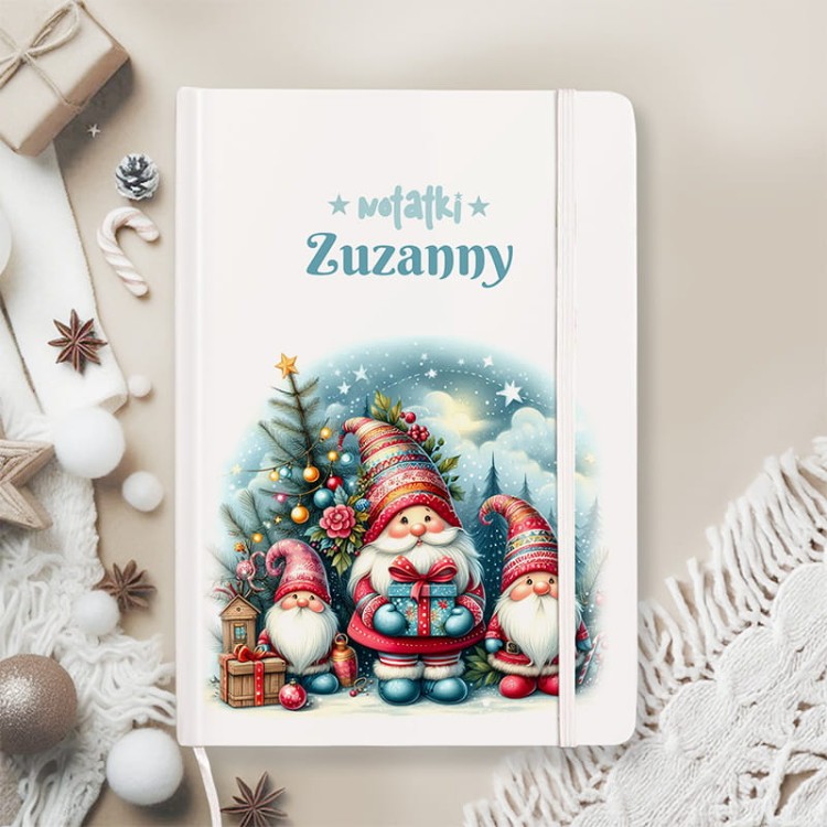 Świąteczny notes z krasnalami