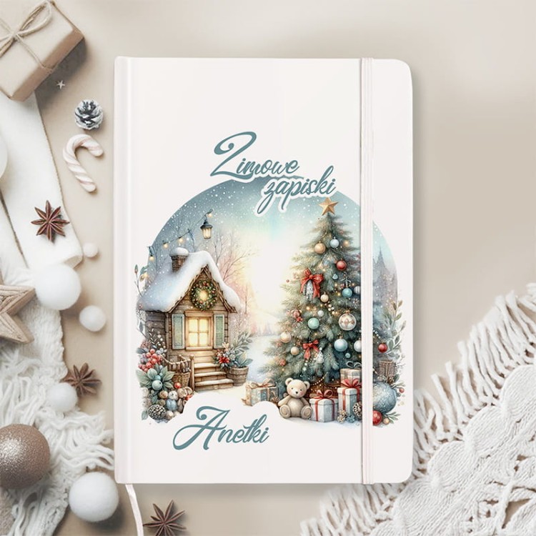 Zimowy notatnik świąteczny z imieniem