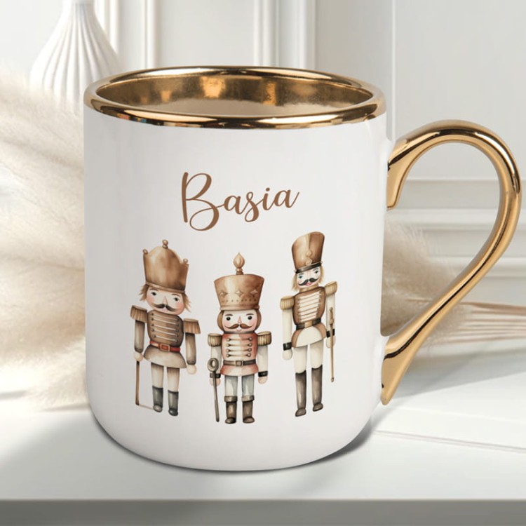 Kubek biało złoty personalizowany na święta