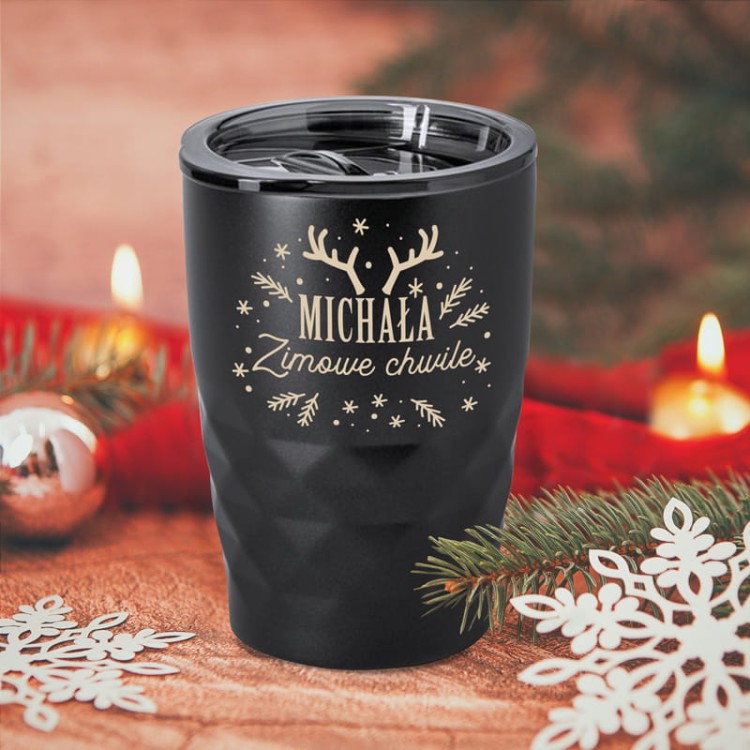 Kubek termiczny z napisem świątecznym i personalizacją