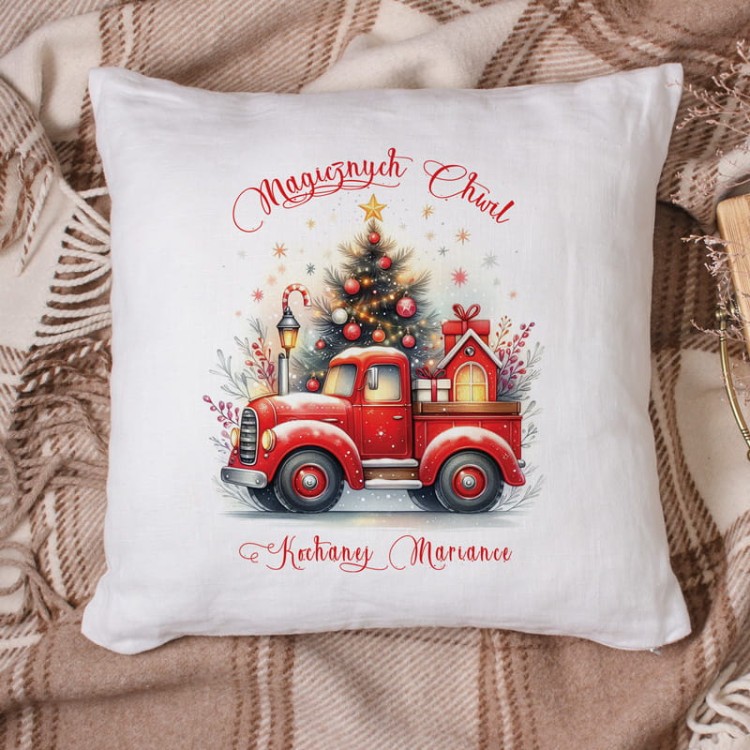 Poduszka personalizowana z imieniem dziecka z grafiką czerwonego auta