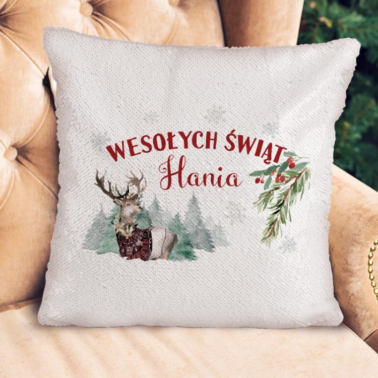 Poduszka z odwracanymi cekinami prezent na święta