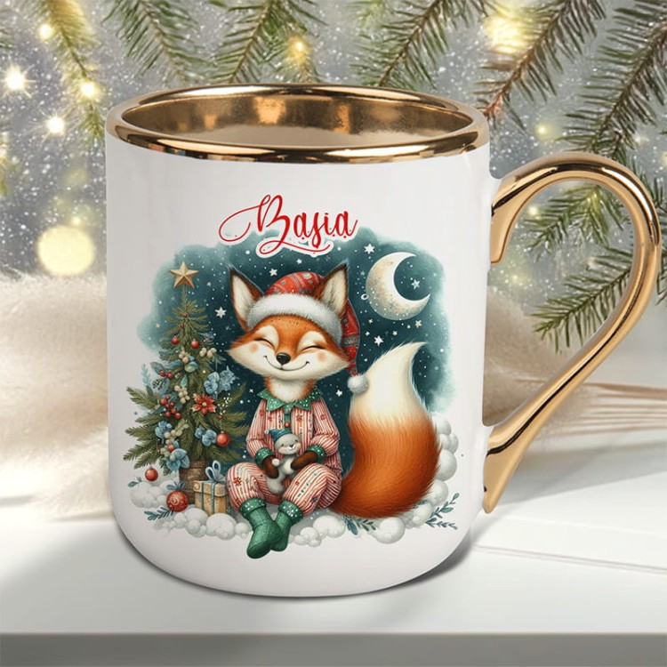 Kubek personalizowany na boże narodzenie grafika lisa