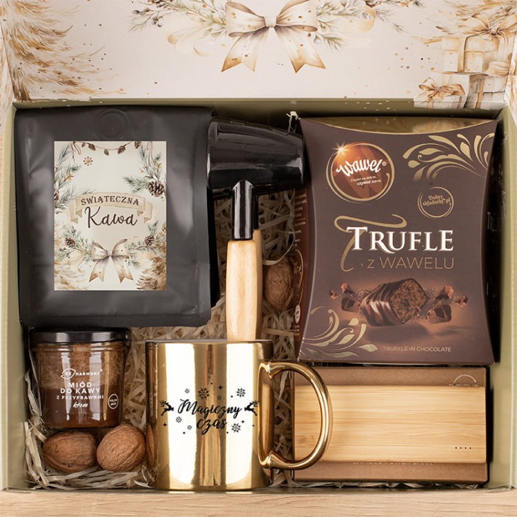 Zestaw prezentowy na święta z kawą i dziadkiem do orzechów