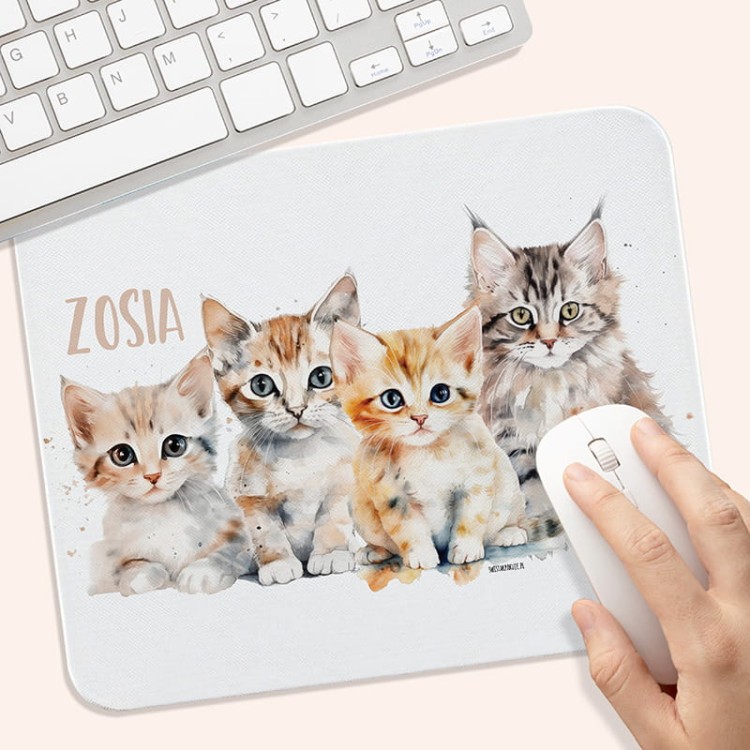 Personalizowana PODKŁADKA pod Myszkę Dla Kociary Koty
