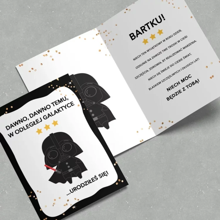 Kartka urodzinowa motyw Star Wars.