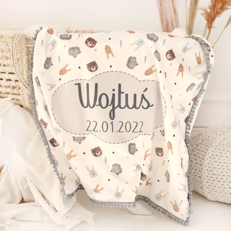 Kocyk dla noworodka w zestawie prezentowym Skandynawskie Zwierzątka