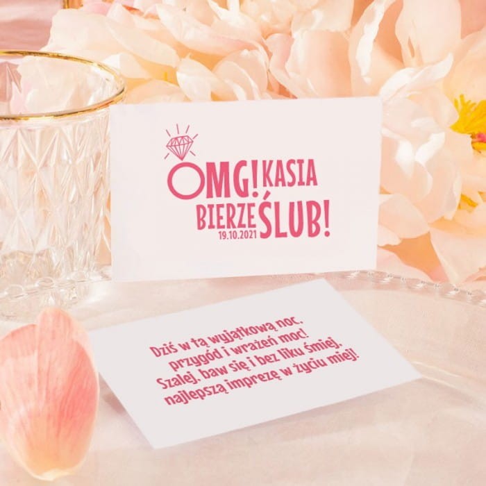 BILECIKI na Wieczór Panieński OMG! personalizowane 10szt