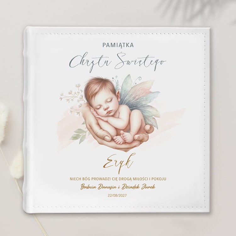 Album na zdjęcia kieszeniowy personalizowany prezent na Chrzest chłopca