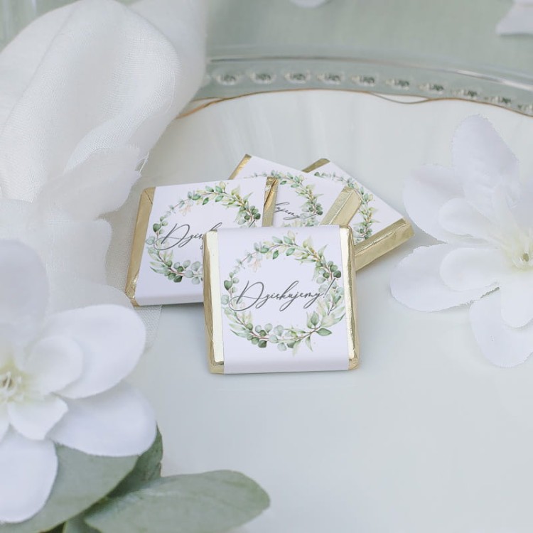 Czekoladki z motywem Zielony Wianek jako podziękowanie.