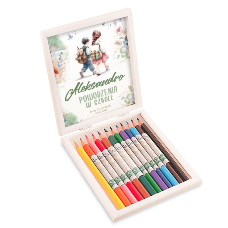 Prezent z kredkami na pierwszy dzień szkoły