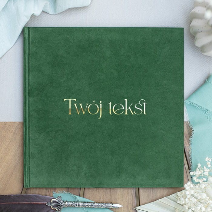 ALBUM na zdjęcia welurowa okładka Twój tekst w złotym kolorze