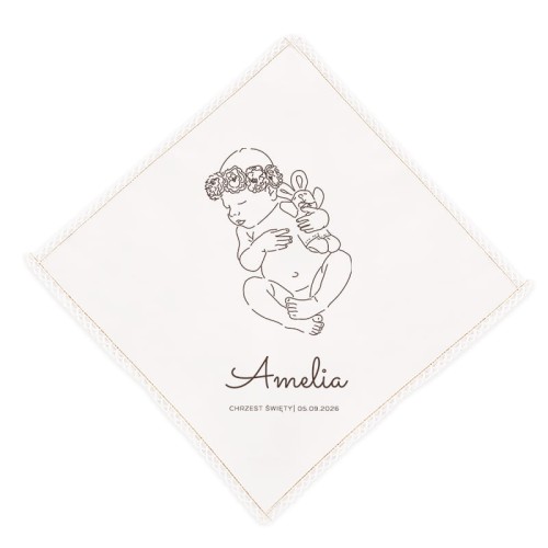 Personalizowana-szatka-do-Chrztu-Swietego-dziecka.-Na-szatce-znajduje-sie-kontur-spiacej-dziewczynki-z-wiankiem-na-glowie.jpg
