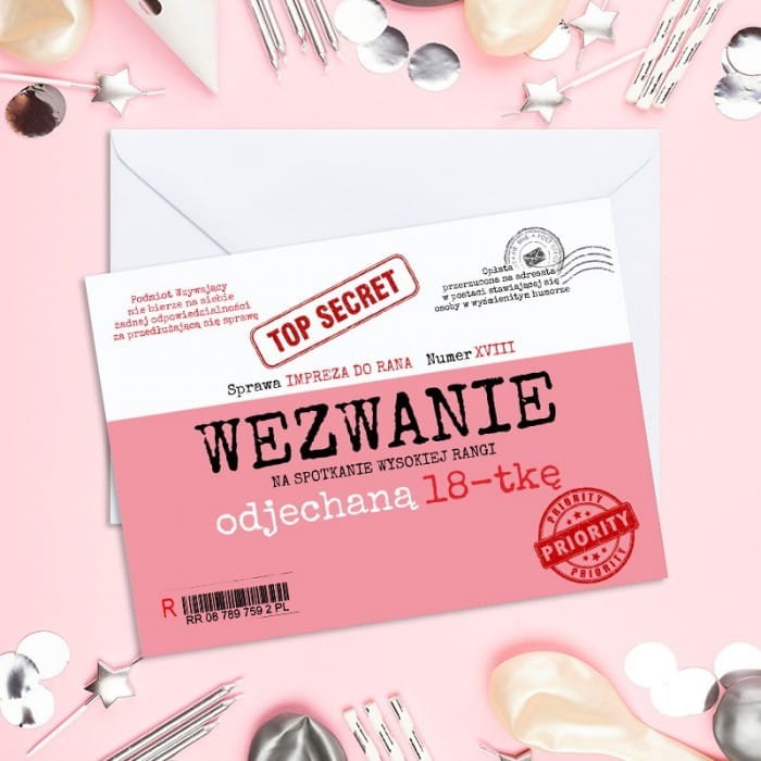 ZAPROSZENIA zabawne na 18 urodziny jak wezwanie 10szt