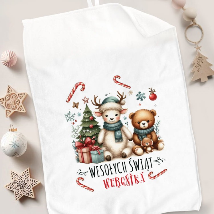 Personalizowany ręcznik świąteczny z iminiem na dziecka