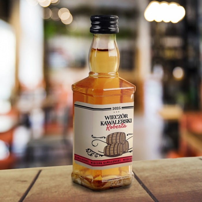 ETYKIETY na małe butelki z whiskey Wieczór Kawalerski 10szt