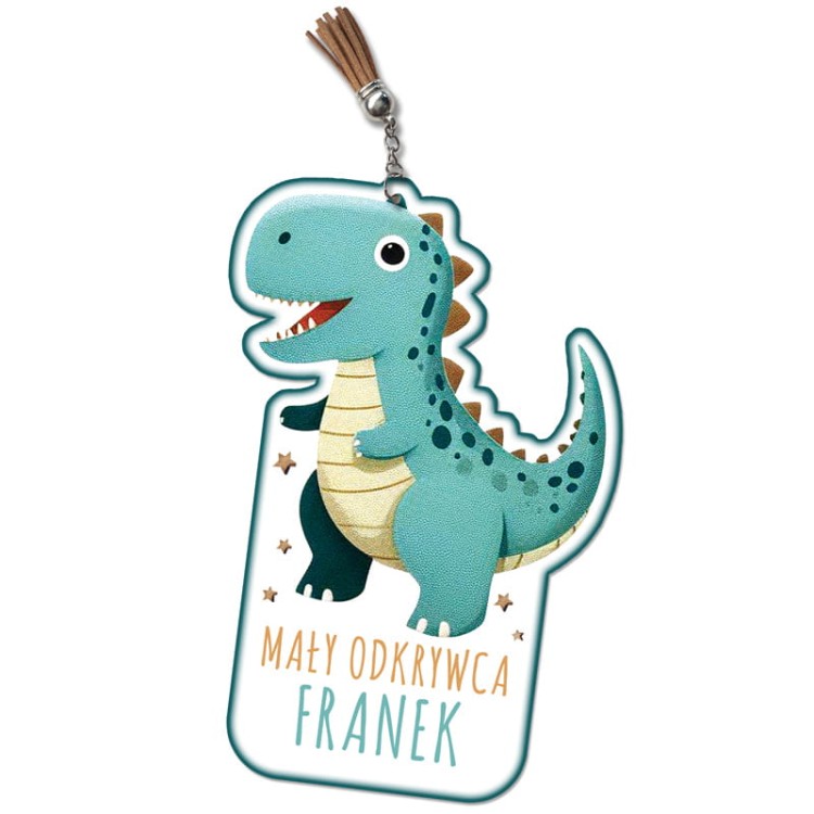 Imienna zakładka dla chłopaka z dinozaurem