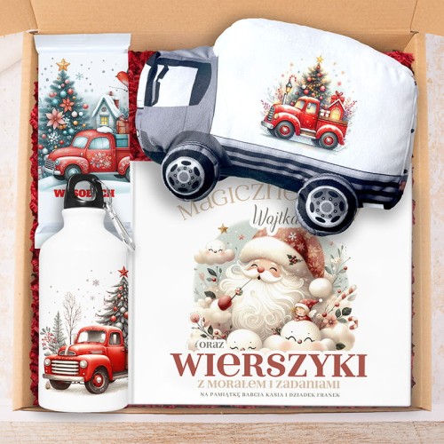 Paczka świąteczna z motywem ciężarówki dla chłopca