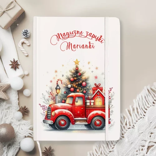 Personalizowany notes z ciężarówką na święta