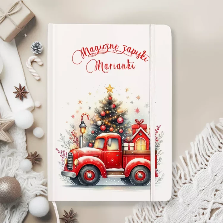 Personalizowany notes z ciężarówką na święta