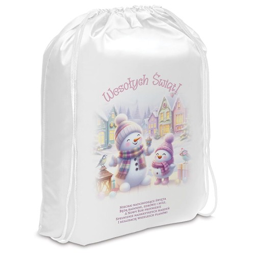 Worek prezentowy z bałwankami dla dziecka na święta