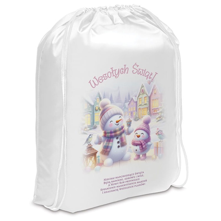 Worek prezentowy z bałwankami dla dziecka na święta