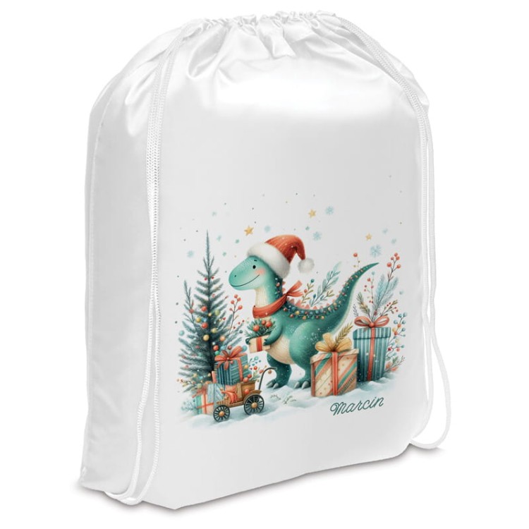 Worek z dinozaurem na prezenty świąteczne