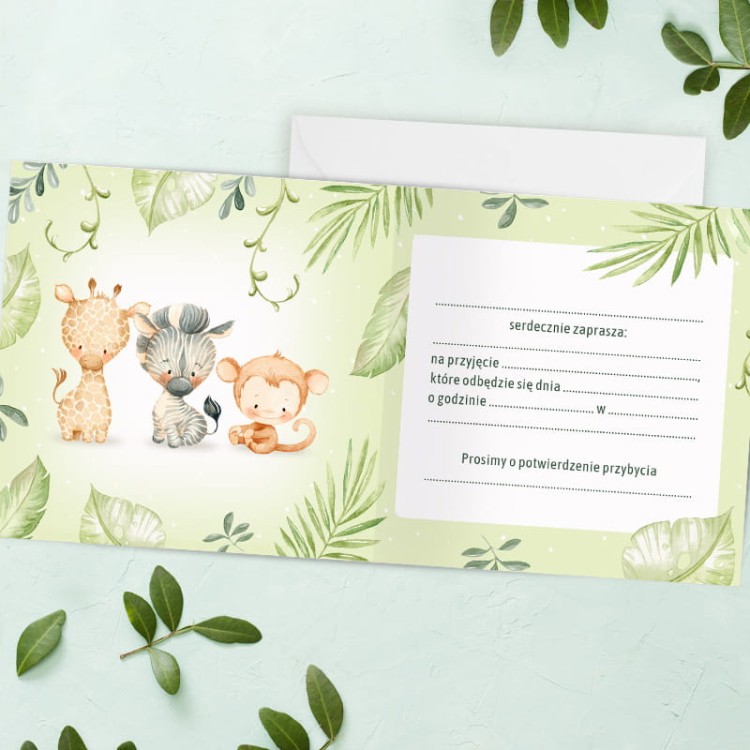 Zaproszenie na urodziny z motywem dżungli