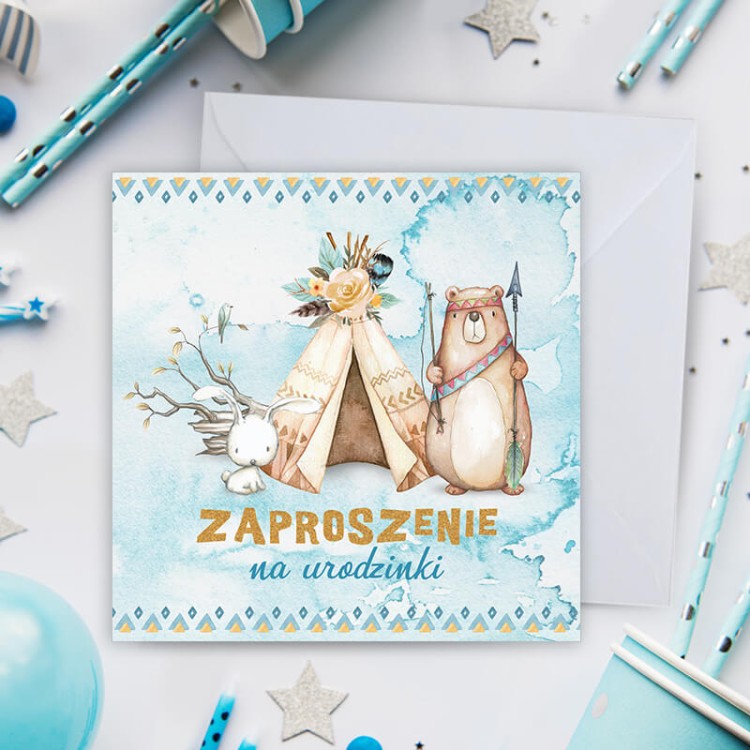 Zaproszenie na urodziny dziecka z misiem