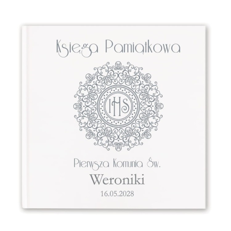 Personalizowana księga gości z motywem koronki.