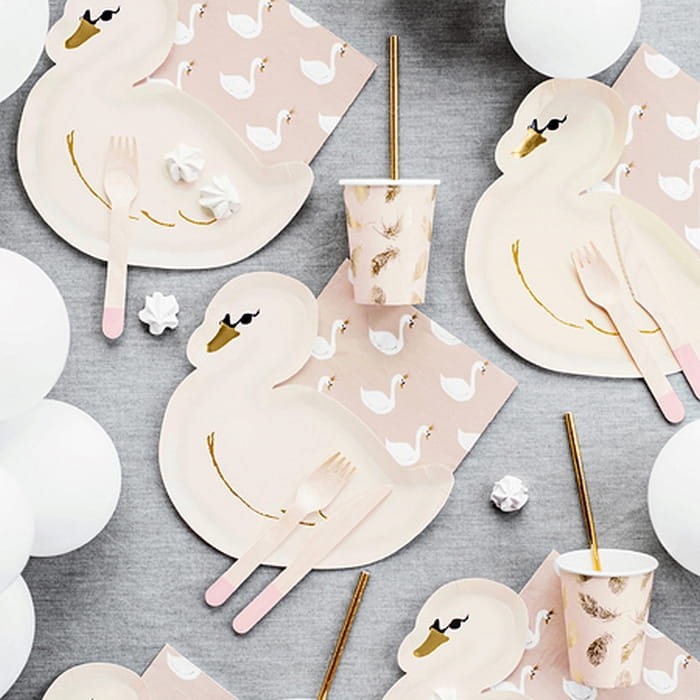 Serwetki na przyjęcie różowe biały łabędź