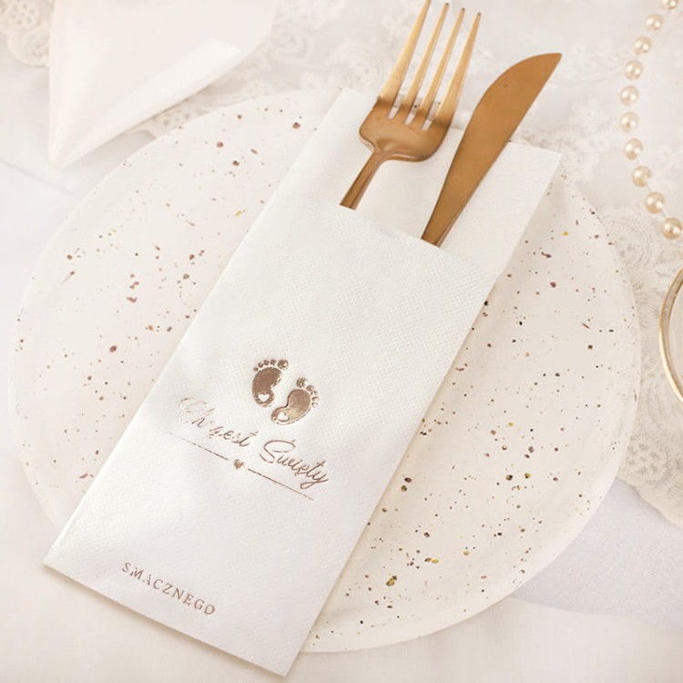 Kieszonki na sztućce z motywem małych stópek