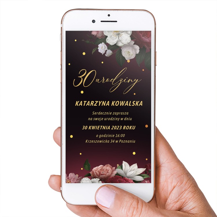 Zaproszenie na urodziny kobiety elektroniczne